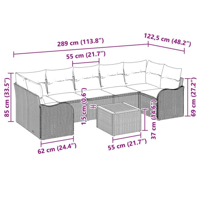 Gartensofa-set mit Speicher 8 pcs Schwarz und Creme Poly-Rattan – Bild 13