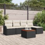 Gartensofa-set mit Speicher 6 pcs Schwarz und Creme Poly-Rattan – Bild 3