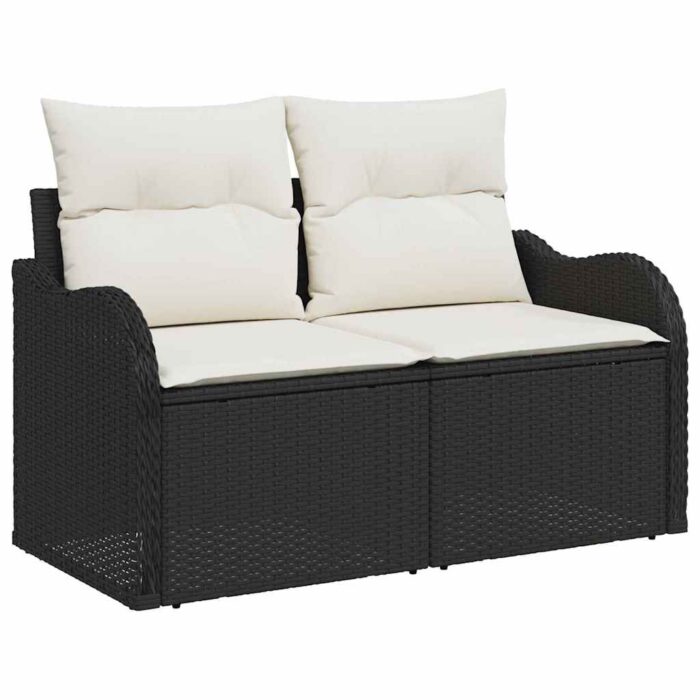Gartensofa-set mit Speicher 5 pcs Schwarz und Creme Poly-Rattan – Bild 4