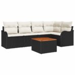 Gartensofa-set mit Speicher 6 pcs Schwarz und Creme Poly-Rattan – Bild 2