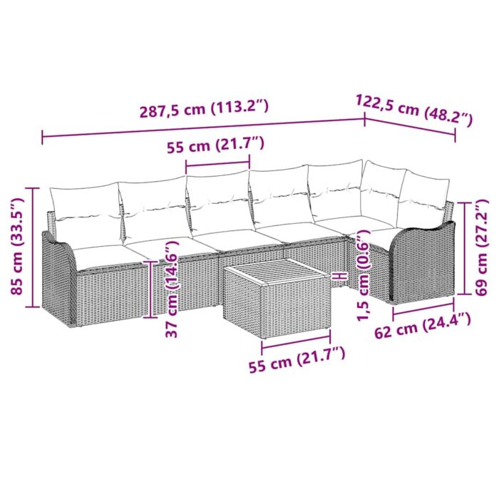 Gartensofa-set mit Speicher 7 pcs Schwarz und Creme Poly-Rattan – Bild 13