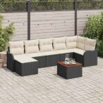 Gartensofa-set mit Speicher 8 pcs Schwarz und Creme Poly-Rattan