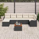 Gartensofa-set mit Speicher 8 pcs Schwarz und Creme Poly-Rattan – Bild 3