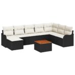 Gartensofa-set mit Speicher 9 pcs Schwarz und Creme Poly-Rattan – Bild 2