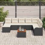 Gartensofa-set mit Speicher 9 pcs Schwarz und Creme Poly-Rattan – Bild 3