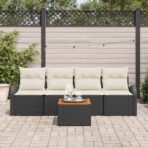 Gartensofa-set mit Speicher 5 pcs Schwarz und Creme Poly-Rattan – Bild 3