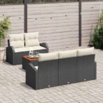 Gartensofa-set mit Speicher 6 pcs Schwarz und Creme Poly-Rattan – Bild 3