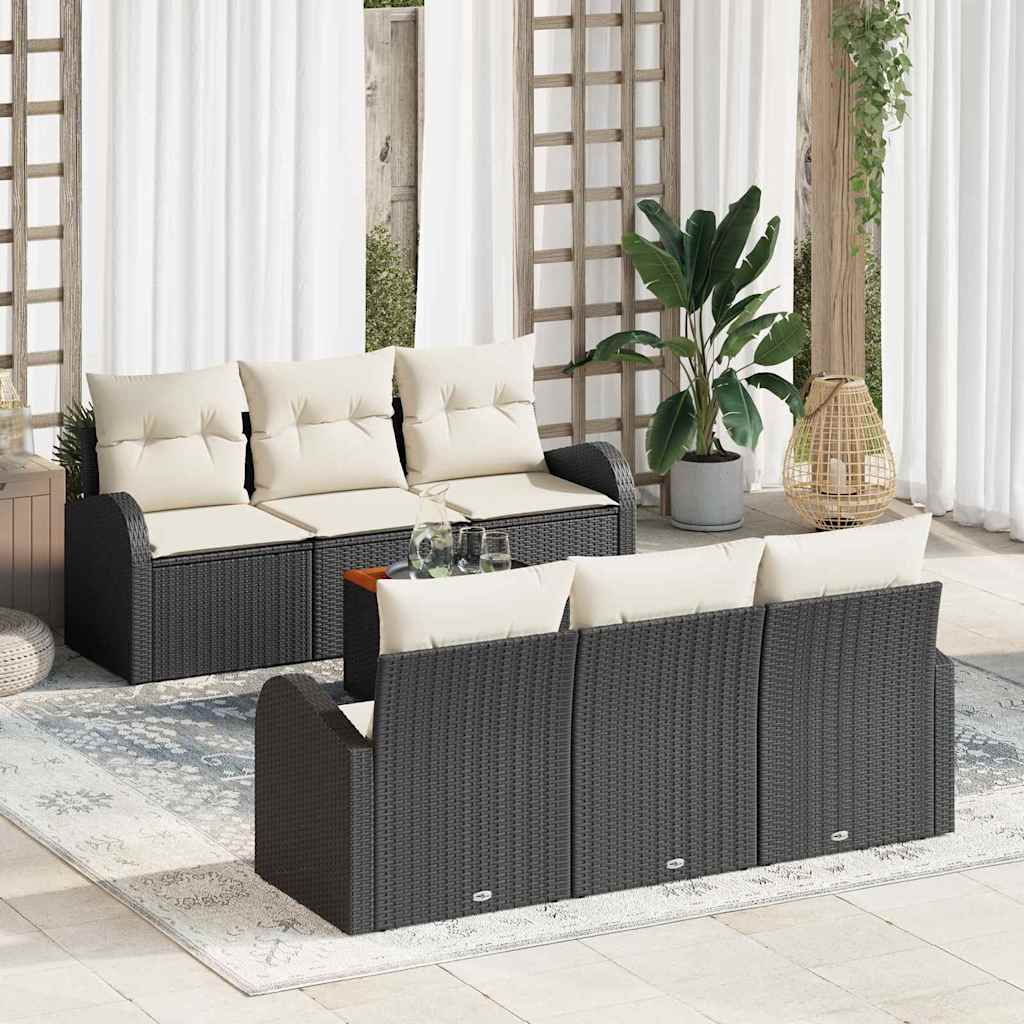 3356192_1.jpg Gartensofa-set mit Speicher 7 pcs Schwarz und Creme Poly-Rattan – Bild 1