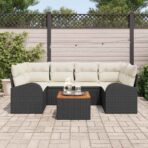 Gartensofa-set mit Speicher 7 pcs Schwarz und Creme Poly-Rattan – Bild 3