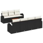 Gartensofa-set mit Speicher 8 pcs Schwarz und Creme Poly-Rattan – Bild 2