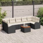 Gartensofa-set mit Speicher 8 pcs Schwarz und Creme Poly-Rattan