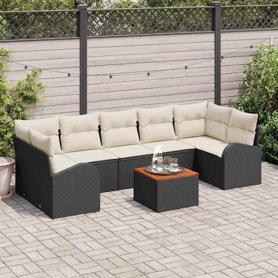 3356213_1.jpg Gartensofa-set mit Speicher 8 pcs Schwarz und Creme Poly-Rattan – Bild 1