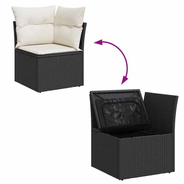 Gartensofa-set mit Speicher 8 pcs Schwarz und Creme Poly-Rattan – Bild 11