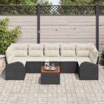 Gartensofa-set mit Speicher 8 pcs Schwarz und Creme Poly-Rattan – Bild 3