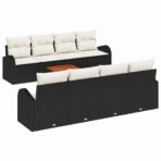 Gartensofa-set mit Speicher 9 pcs Schwarz und Creme Poly-Rattan – Bild 2