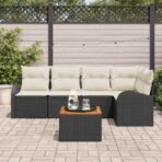 Gartensofa-set mit Speicher 6 pcs Schwarz und Creme Poly-Rattan – Bild 3