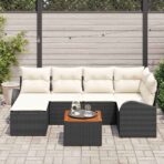 Gartensofa-set mit Speicher 7 pcs Schwarz und Creme Poly-Rattan – Bild 3