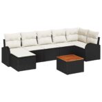 Gartensofa-set mit Speicher 8 pcs Schwarz und Creme Poly-Rattan – Bild 2