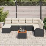 Gartensofa-set mit Speicher 9 pcs Schwarz und Creme Poly-Rattan – Bild 3