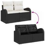 Gartensofa-set 11 pcs Schwarz und Creme Poly-Rattan – Bild 9