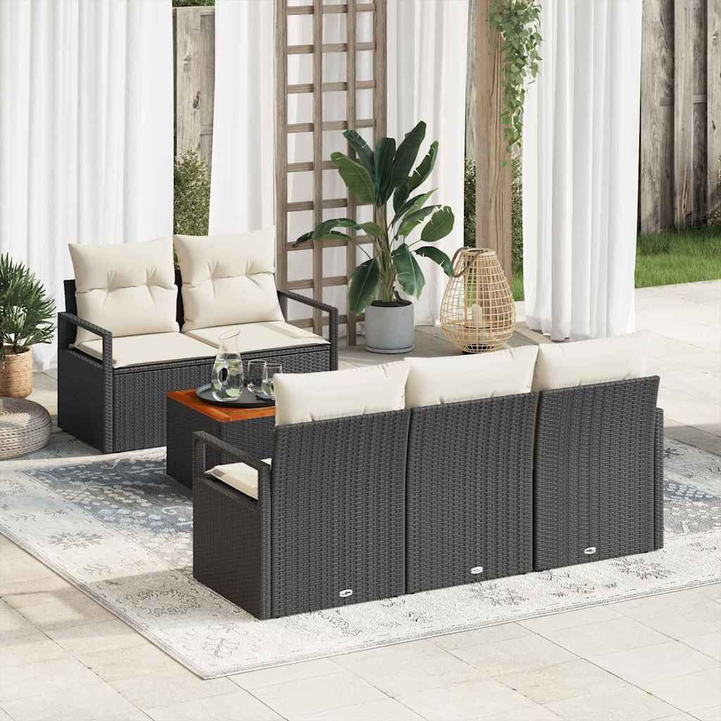 3356311_1.jpg Gartensofa-set mit Speicher 6 pcs Schwarz und Creme Poly-Rattan – Bild 1