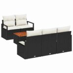 Gartensofa-set mit Speicher 6 pcs Schwarz und Creme Poly-Rattan – Bild 2