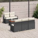 Gartensofa-set mit Speicher 6 pcs Schwarz und Creme Poly-Rattan – Bild 3