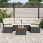 Gartensofa-set mit Speicher 7 pcs Schwarz und Creme Poly-Rattan – Bild 3