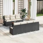 Gartensofa-set mit Speicher 8 pcs Schwarz und Creme Poly-Rattan