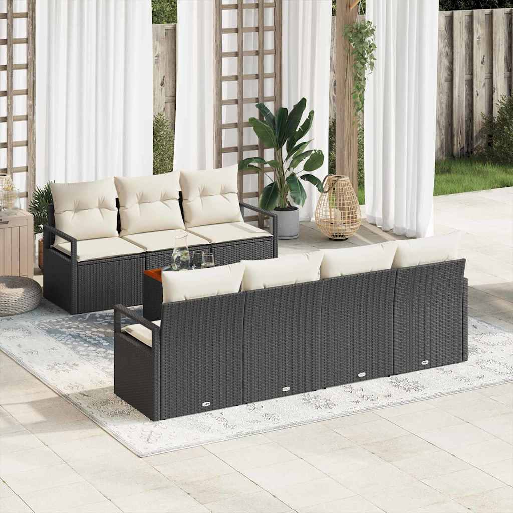 3356332_1.jpg Gartensofa-set mit Speicher 8 pcs Schwarz und Creme Poly-Rattan – Bild 1
