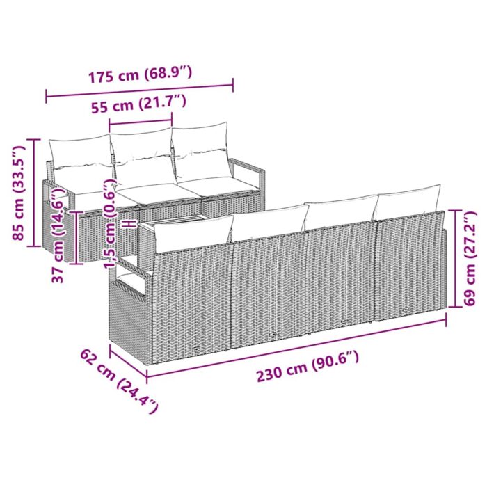 Gartensofa-set mit Speicher 8 pcs Schwarz und Creme Poly-Rattan – Bild 11
