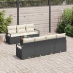 Gartensofa-set mit Speicher 8 pcs Schwarz und Creme Poly-Rattan – Bild 3