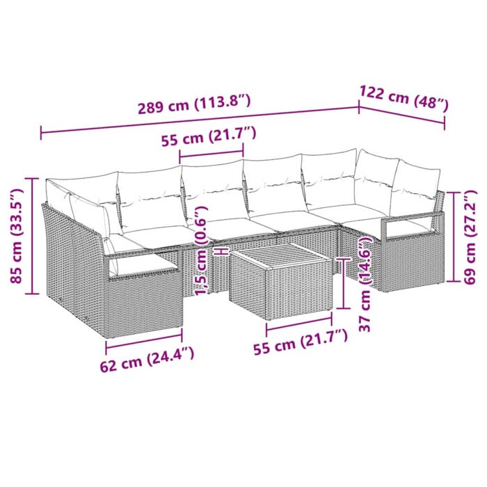 Gartensofa-set mit Speicher 8 pcs Schwarz und Creme Poly-Rattan – Bild 13