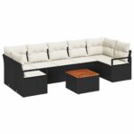 Gartensofa-set mit Speicher 8 pcs Schwarz und Creme Poly-Rattan – Bild 2
