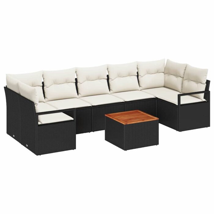 Gartensofa-set mit Speicher 8 pcs Schwarz und Creme Poly-Rattan – Bild 2