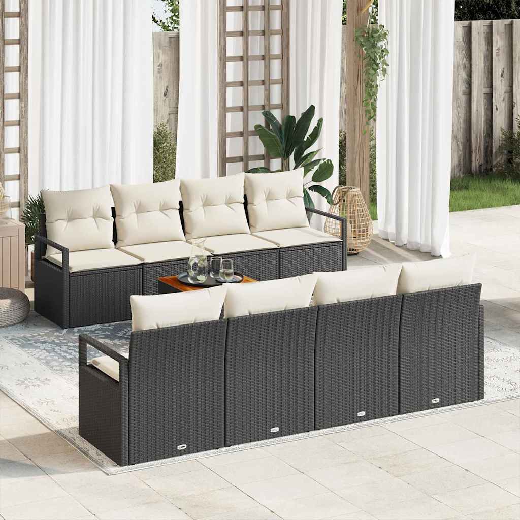 3356346_1.jpg Gartensofa-set mit Speicher 9 pcs Schwarz und Creme Poly-Rattan – Bild 1