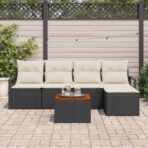 Gartensofa-set mit Speicher 6 pcs Schwarz und Creme Poly-Rattan – Bild 3