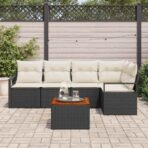 Gartensofa-set mit Speicher 6 pcs Schwarz und Creme Poly-Rattan – Bild 3