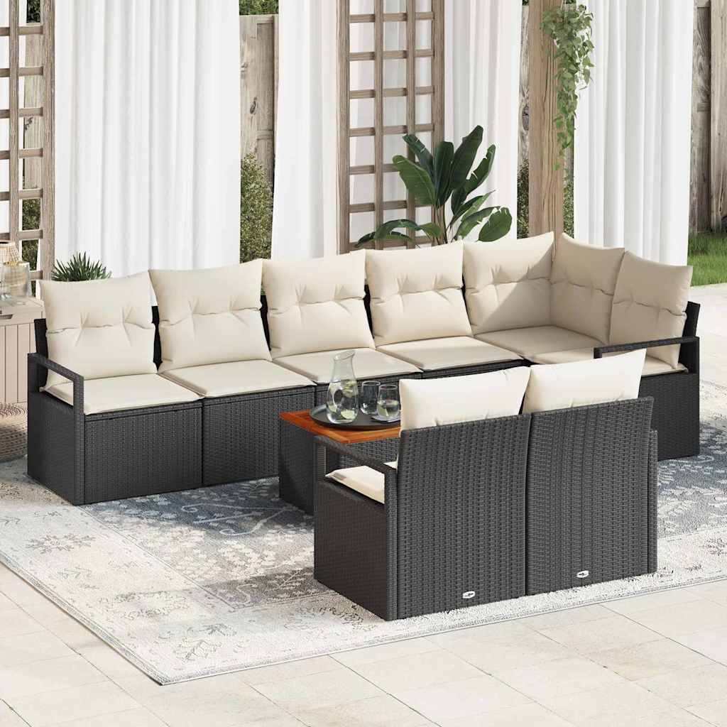 3356388_1.jpg Gartensofa-set mit Speicher 9 pcs Schwarz und Creme Poly-Rattan – Bild 1