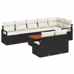 Gartensofa-set mit Speicher 9 pcs Schwarz und Creme Poly-Rattan – Bild 2