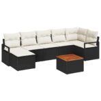 Gartensofa-set mit Speicher 8 pcs Schwarz und Creme Poly-Rattan – Bild 2