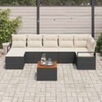 Gartensofa-set mit Speicher 8 pcs Schwarz und Creme Poly-Rattan – Bild 3