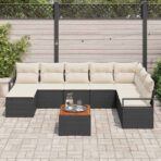 Gartensofa-set mit Speicher 9 pcs Schwarz und Creme Poly-Rattan – Bild 3