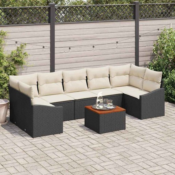 3356465_1.jpg Gartensofa-set mit Speicher 8 pcs Schwarz und Creme Poly-Rattan – Bild 1
