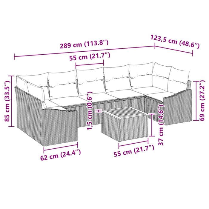 Gartensofa-set mit Speicher 8 pcs Schwarz und Creme Poly-Rattan – Bild 13