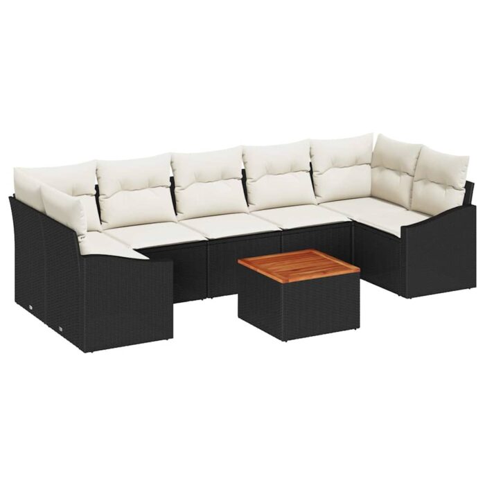 Gartensofa-set mit Speicher 8 pcs Schwarz und Creme Poly-Rattan – Bild 2