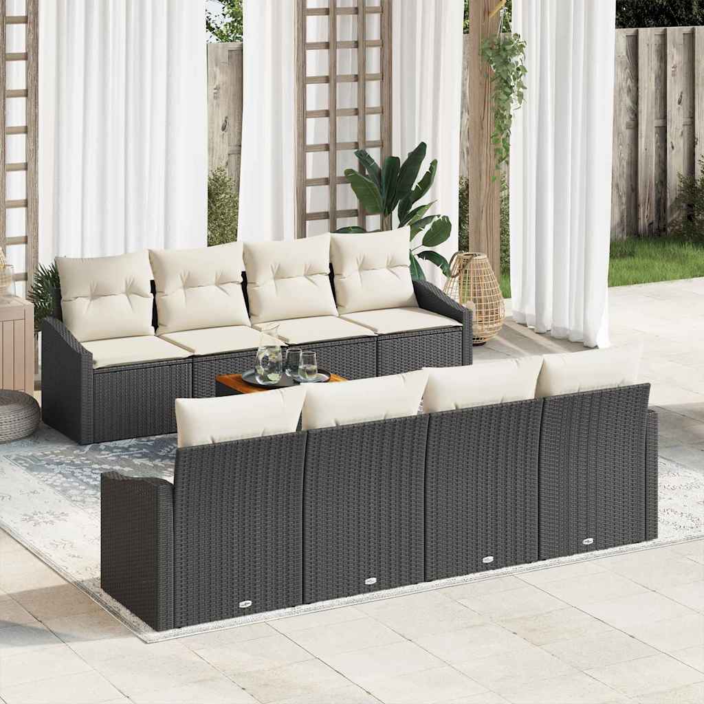 3356472_1.jpg Gartensofa-set mit Speicher 9 pcs Schwarz und Creme Poly-Rattan – Bild 1