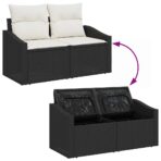 Gartensofa-set mit Speicher 9 pcs Schwarz und Creme Poly-Rattan – Bild 9