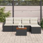 Gartensofa-set mit Speicher 6 pcs Schwarz und Creme Poly-Rattan – Bild 3