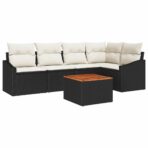 Gartensofa-set mit Speicher 6 pcs Schwarz und Creme Poly-Rattan – Bild 2